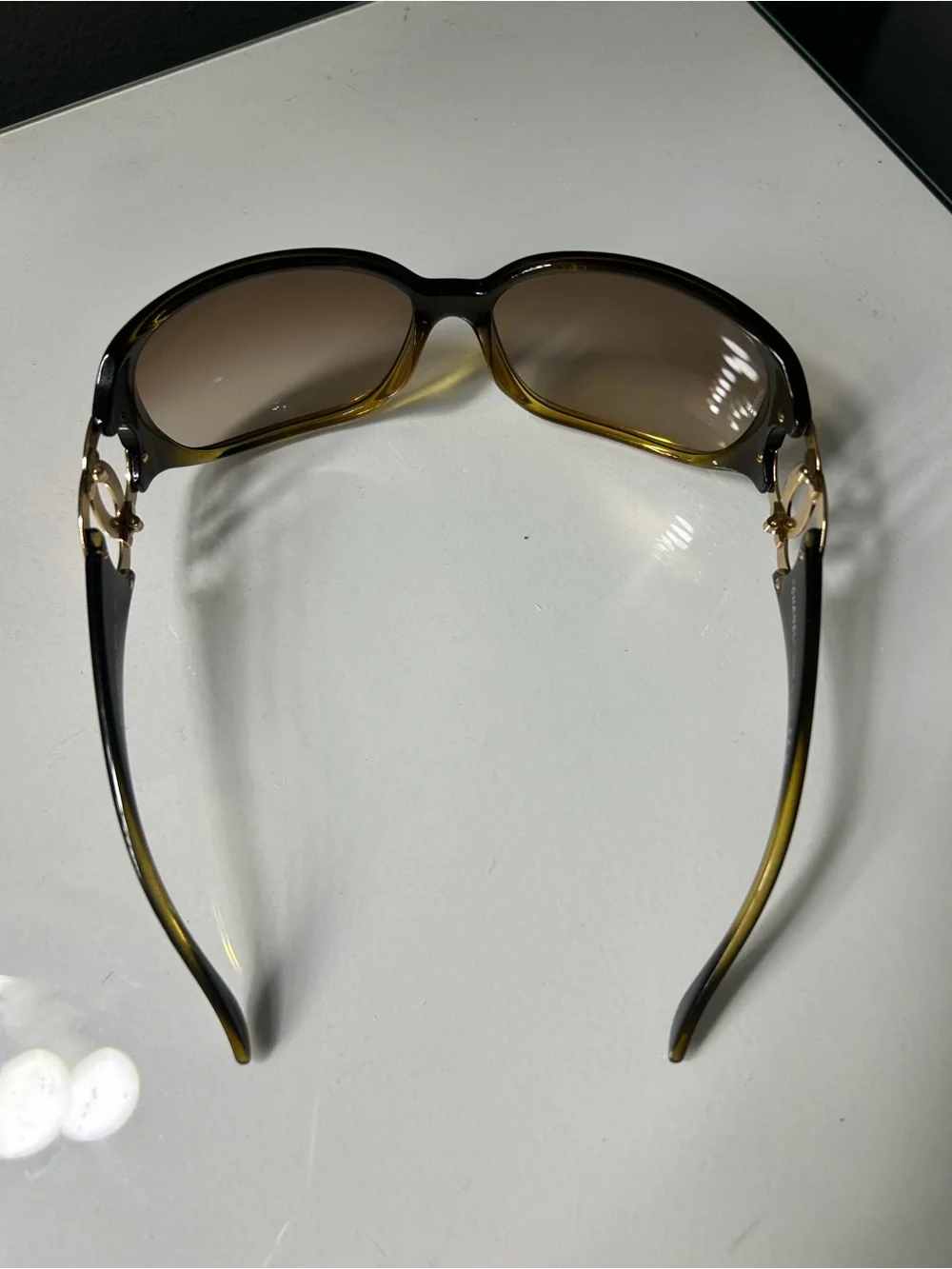 Vintage Chanel Tortoise Shell Acetate Frame w Gold Tone CC logo